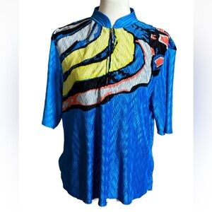 Jamie Sadock 1/2 zip colorful plisse fabric golf shirt Size Large